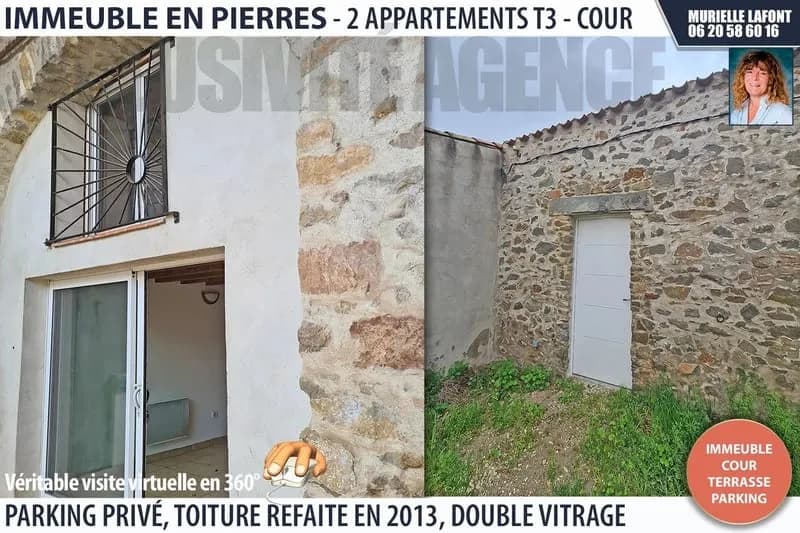 Immeuble en pierres 2 appartements, grande cour, terrasse et parking - Photo 1
