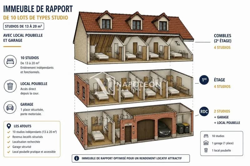 Immeuble de rapport à vendre Lille Bois-Blancs - 10 lots - - Photo 1