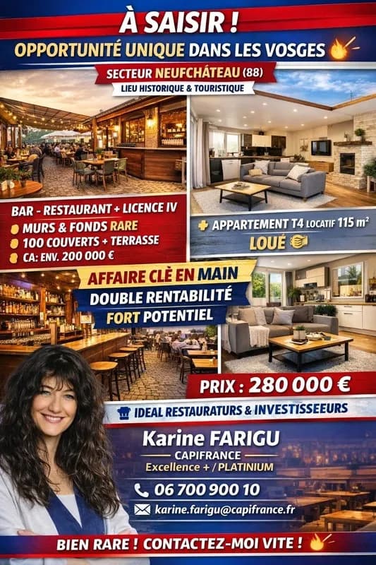 Dpt Vosges (88), à vendre secteur NEUFCHATEAU - MURS & FONDS BAR RESTAURANT IMMEUBLE - Photo 1
